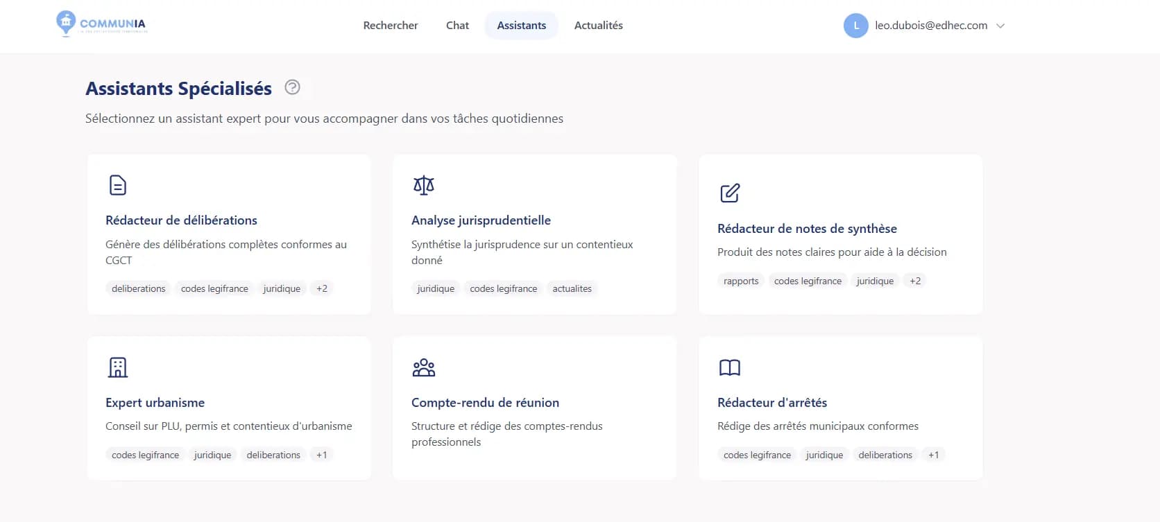 6 assistants spécialisés CommunIA