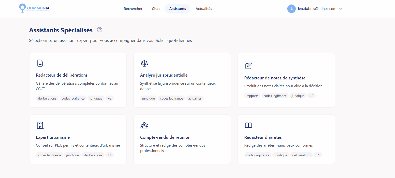 Assistants spécialisés CommunIA