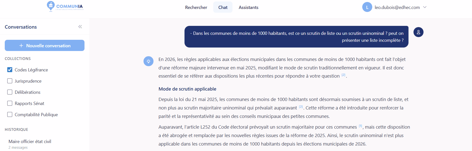 Interface de chat CommunIA